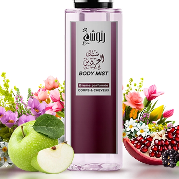 Brume corporelle naturelle Musc Arouss Rannoucha cosmetiques parfum musqué floral pour corps et cheveux
